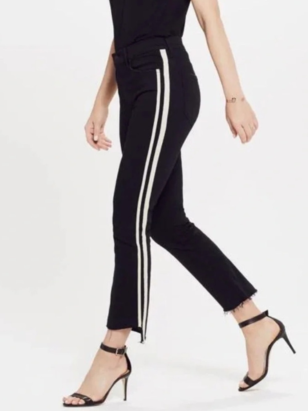 MOTHER Insider Crop Step Fray Jeans Guilty Racer Black Denim Women’s Size 26